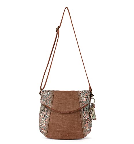 Sakroots Foldover Crossbody Bag in Cotton Canvas, Multifunctional Purse with Adjustable Strap & Zipper Pockets, Sienna Spirit Desert