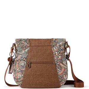 Sakroots Foldover Crossbody Bag in Cotton Canvas, Multifunctional Purse with Adjustable Strap & Zipper Pockets, Sienna Spirit Desert