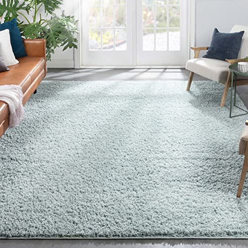 Well Woven Elle Basics | Emerson Shag Seafoam Green | Textured Area Rug 6x9 (6'7" x 9'6")