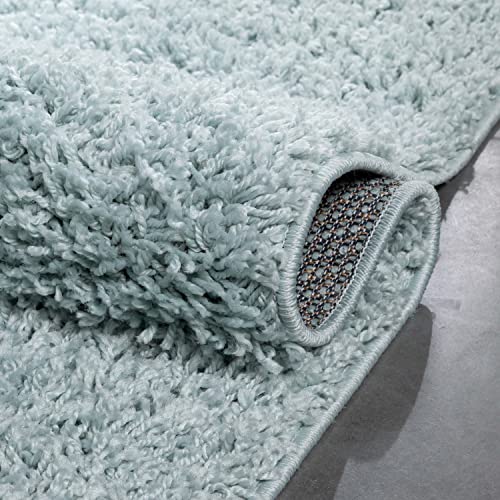 Well Woven Elle Basics | Emerson Shag Seafoam Green | Textured Area Rug 6x9 (6'7" x 9'6")