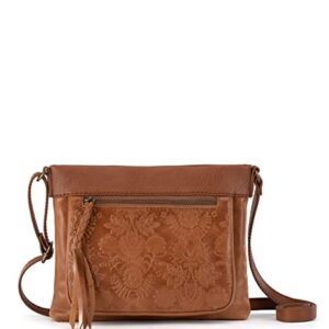 The Sak womens Sak Sanibel Leather Mini Crossbody, Tobacco Floral Embossed Ii, One Size US