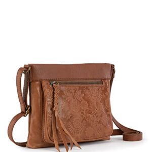 The Sak womens Sak Sanibel Leather Mini Crossbody, Tobacco Floral Embossed Ii, One Size US