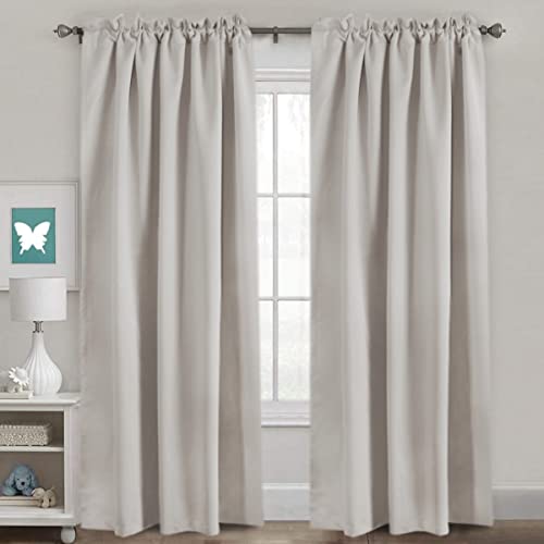 H.VERSAILTEX Blackout Curtains Thermal Insulated Window Treatment Panels Room Darkening Blackout Drapes for Living Room Back Tab/Rod Pocket Bedroom Draperies, 52 x 84 Inch, Stone, 2 Panels