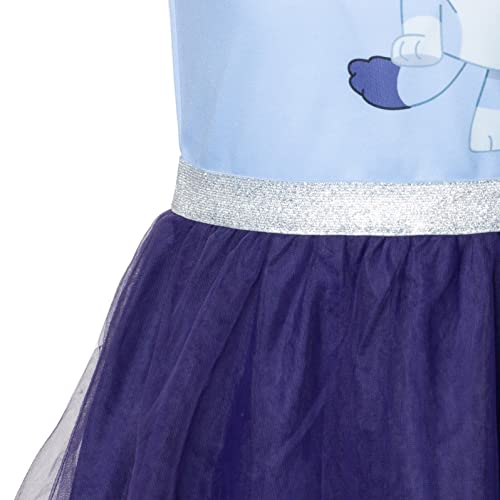 Bluey Big Girls Mesh Cosplay Short Sleeve Dress 12 Blue