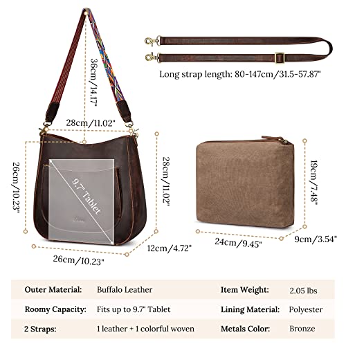 S-ZONE Women Genuine Leather Hobo Bag Crossbody Bucket Purse Vintage Shoulder Handbag with Woven Strap