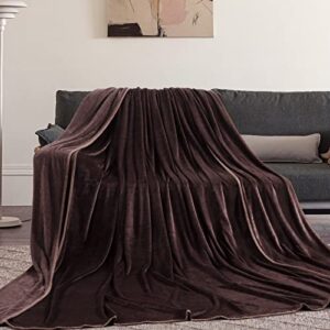 HOMBYS Extra Large 11'x 10' Flannel Throw Blanket, Big Size 128x120 Fuzzy Lightweight Microfiber Bed Blanket for Family and Couples, Oversized Soft & Warm Coffee Giant Blanket for All Season