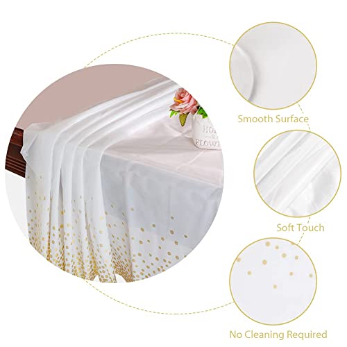 Virgooer 10 Pack Plastic Tablecloths, 54'' X 108'' White Disposable Table Cloths Waterproof Rectangular Table Covers for Parties, Graduation, Wedding, Thanksgiving, Halloween, Christmas, Birthday