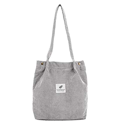 SPRAOI Bag Corduroy Tote Travel Bag Hand Bag Fashion Women Shoulder Color Satchel Bag Mini Shoulder Bag, Grey