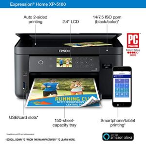 Epson Expression Home XP-5100 Wireless Color Photo Printer with Scanner & Copier, Amazon Dash Replenishment Ready