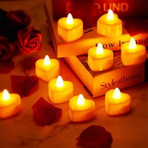 48 Pieces Heart LED Candles Love LED Tealight Candles Flameless Romantic with 2000 Packs Artificial Rose Petals for Romantic Night Valentine's Day Anniversary Decorations