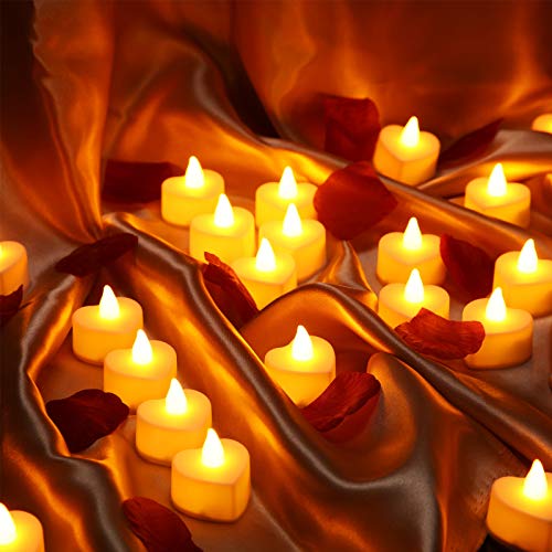 48 Pieces Heart LED Candles Love LED Tealight Candles Flameless Romantic with 2000 Packs Artificial Rose Petals for Romantic Night Valentine's Day Anniversary Decorations