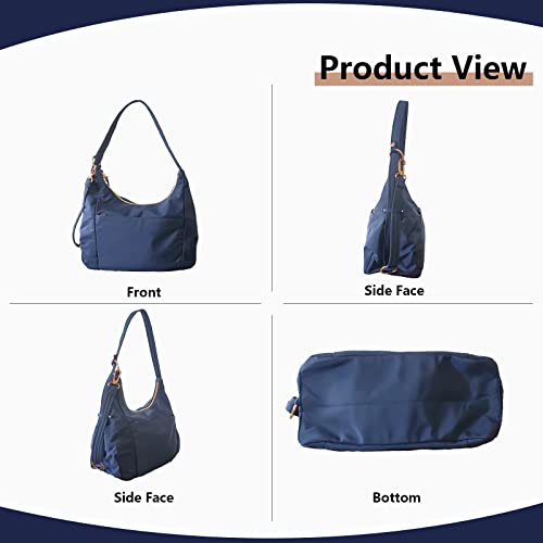 ANROLA Women Hobo Handbags Anti-theft Waterproof Nylon Tote Bags Shoulder Bags Messenger Convertible Purses Handbags (dark blue)