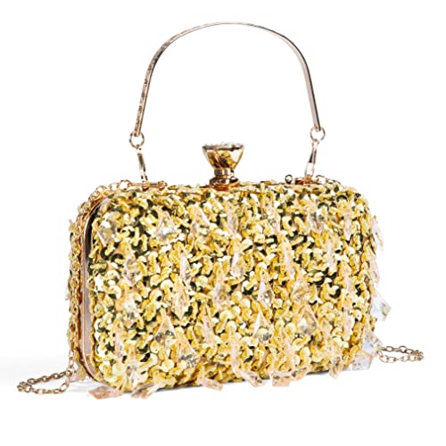 Omatta Women's Evening Handbags,Rhinestone Beaded Sequin Evening Handbags Party Prom Purse Bridal Clutch Purses Fancy Crossbody Bag