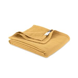 berkshire merino wool throw | all-season merino wool throw | ochre | throw (50″ x 70″)