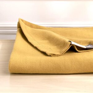 Berkshire Merino Wool Throw | All-Season Merino Wool Throw | Ochre | Throw (50" x 70")