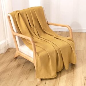 Berkshire Merino Wool Throw | All-Season Merino Wool Throw | Ochre | Throw (50" x 70")