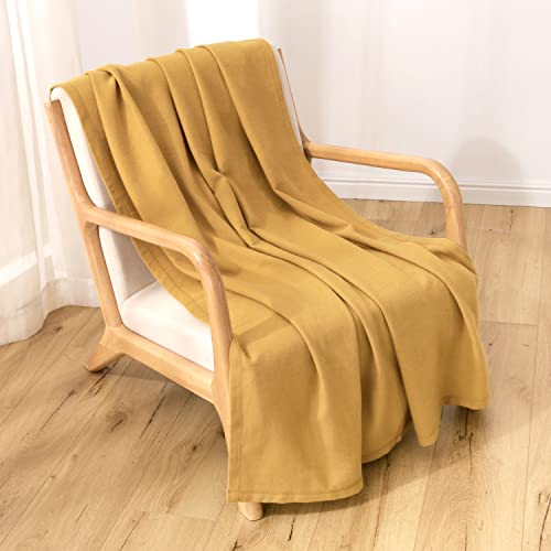 Berkshire Merino Wool Throw | All-Season Merino Wool Throw | Ochre | Throw (50" x 70")