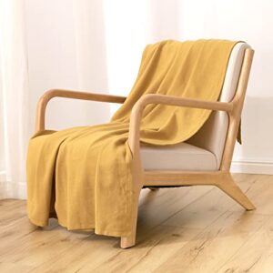 Berkshire Merino Wool Throw | All-Season Merino Wool Throw | Ochre | Throw (50" x 70")