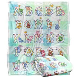 care bears blanket, 50″ x 60″ checkered alphabet silky touch super soft throw blanket