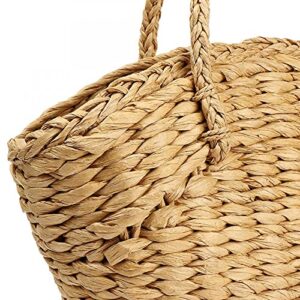 YYW Women Straw Shoulder Bag Summer Beach Handwoven Straw Handbag Vintage Holiday Purse Bag (Khaki)