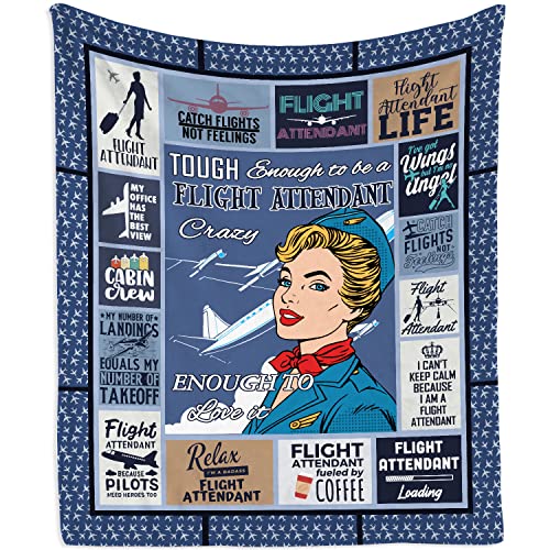 Mubpean Flight Attendant Gifts Blanket - Gifts for Flight Attendants - Birthday Gift Ideas for Stewardess - Aviation Gifts - Aviation Flight School Training Graduation Throw Blankets 60"x 50"