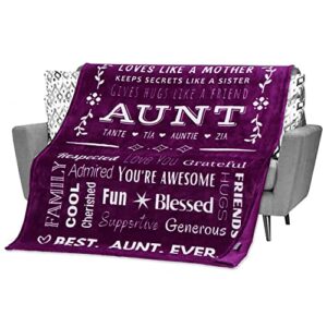 filo estilo mothers day gifts for aunt from niece or nephew, aunt throw blanket, presents for aunts for birthday or thank you gift for auntie, tia gifts 60×50 inches (purple, fleece)