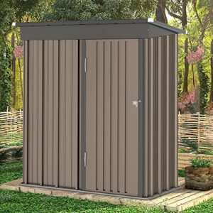 amopatio outdoor storage shed 5×3 feet, heavy duty metal sheds, waterproof tool shed for garden, backyard