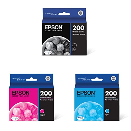 Epson T200 DURABrite Ultra Ink Standard Capacity Black Cartridge (T200120-S) T200 DURABrite Ultra -Ink Standard Capacity Magenta & EPSON T200 DURABrite Ultra