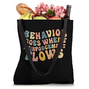 Behavior Goes Where Reinforcement Flows Retro BCBA ABA Tote Bag