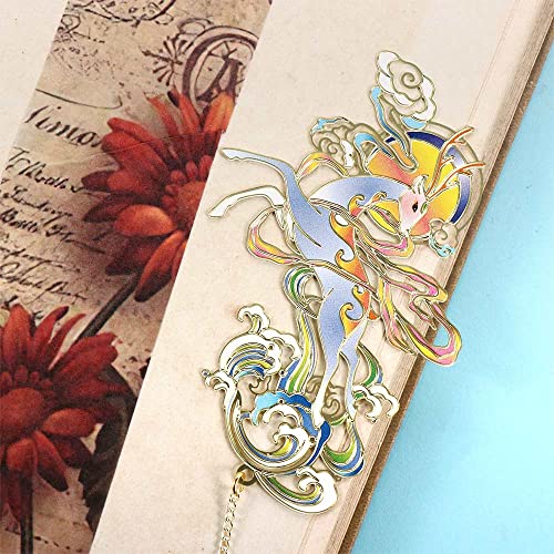 Metal Hollow Out Bookmark,Brass Hollow Book Clip,Classical Chinese Style Retro Pendant Book Marker Clip for Women Book Lovers(Dragon)