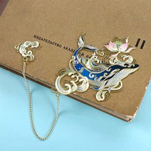 Metal Hollow Out Bookmark,Brass Hollow Book Clip,Classical Chinese Style Retro Pendant Book Marker Clip for Women Book Lovers(Dragon)