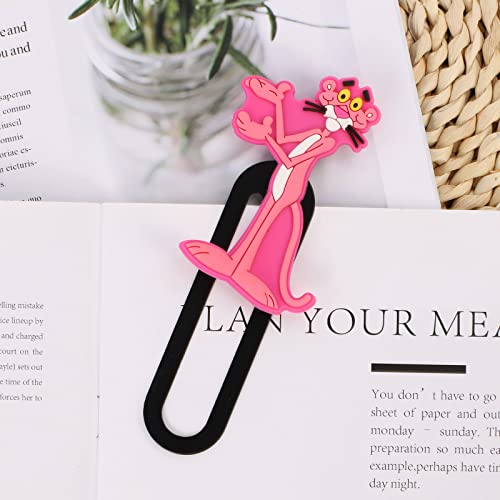 Pink Pan_Ther Bookmarks for Kids 3D Non-Slip Anime Cartoon Bookmark Page Holder Unique Gift Idea Anime PVC Book Marker Reading Accessories for 100th Day of School Gift,Book Lovers,Students,Christmas