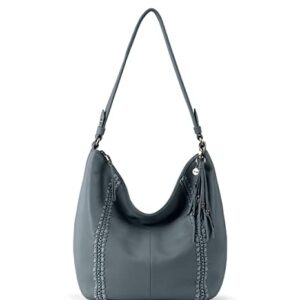 The Sak Sequoia Hobo Bag in Leather, Roomy Purse with Multi Use Design, Dusty Blue Crochet