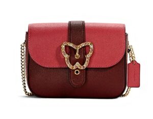 coach womens gemma crossbody in colorblock with butterfly buckle strawberry haze/cranberry