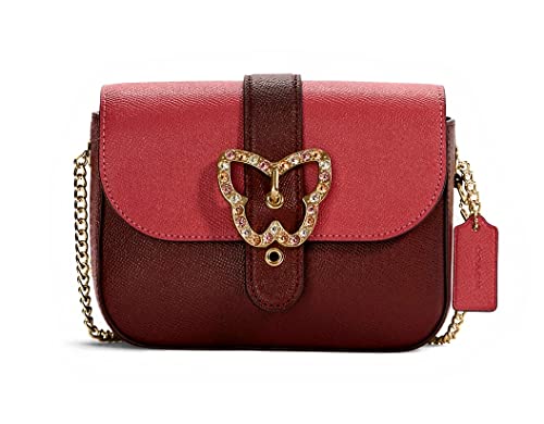 COACH Womens Gemma Crossbody In Colorblock With Butterfly Buckle Strawberry Haze/Cranberry