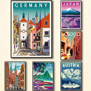 yen town set of 18pcs travel city posters collage kit trendy cities travel around world landscape poster set for wall decor unframed 11.6×16.5inch(30x42cm) x18pcs
