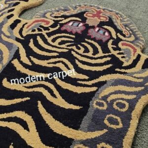 Generic Tibetan Tiger Rugs Skin Shape 2x3 Ft Area Rugs for Resistant Carpet Handmade Tufted 100% Woolen Rugs Animal Carpet for Kid Room Bedroom by Modern Carpet (2X3 FEET), Multicolor