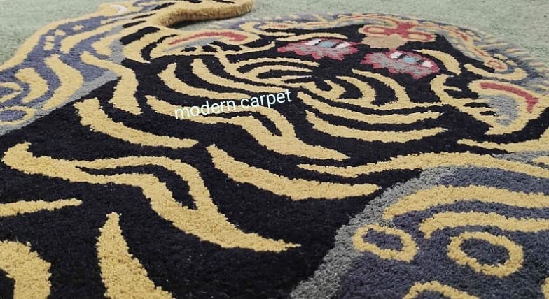 Generic Tibetan Tiger Rugs Skin Shape 2x3 Ft Area Rugs for Resistant Carpet Handmade Tufted 100% Woolen Rugs Animal Carpet for Kid Room Bedroom by Modern Carpet (2X3 FEET), Multicolor