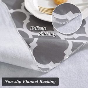 Vinyl Tablecloth Rectangle with Flannel Backing, 100% Waterproof & Oil Proof Plastic Tablecloth, Heavy Duty Table Cover for Dining Table, Indoor & Outdoor Use(Rectangle, 52" x 70" (4-6 Seats), gray)