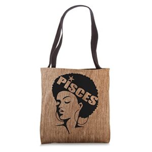 african american woman afro pisces zodiac tote bag