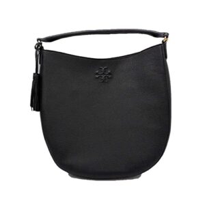 tory burch 86003 black with gold hardware thea bucket hobo women’s large leather bag