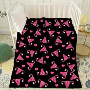 Thuswarm Cute Uterus Heart Flannel Throw Blanket Warm Cozy Soft Funny Print Blankets for Bed Couch Sofa Room Decoration Gifts 40"×30" XSmall for Pets