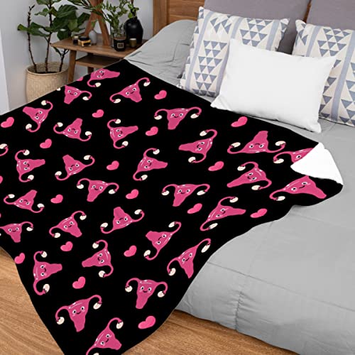 Thuswarm Cute Uterus Heart Flannel Throw Blanket Warm Cozy Soft Funny Print Blankets for Bed Couch Sofa Room Decoration Gifts 40"×30" XSmall for Pets