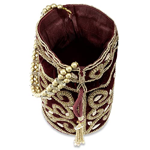 Aheli Potli Bags for Women Evening Bag Clutch Ethnic Bride Purse with Drawstring (P64M)