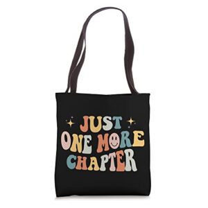 just one more chapter retro book literature reading poet tote bag