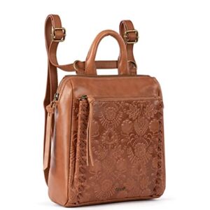 the sak Women's Loyola Mini Convertible Backpack in Leather, Slate Leaf Embossed, One Size