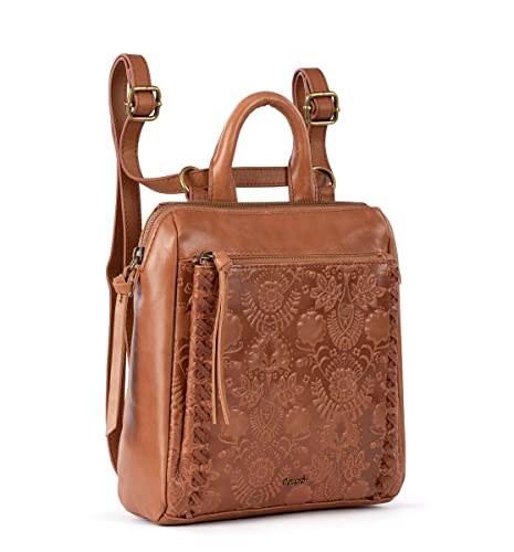 the sak Women's Loyola Mini Convertible Backpack in Leather, Slate Leaf Embossed, One Size