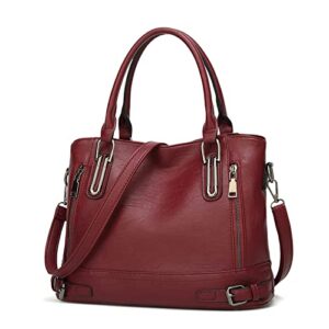 dirrona classic womens handbag ladies shoulder bag casual messenger bag tote bag work travel women bag pu leather red