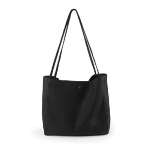 LUPBOK Women Canvas Tote Bags Fashion Travel Bag Casual Hobo Bags Large Handbags Work Shoulder Bag,Black