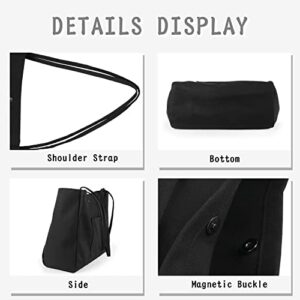 LUPBOK Women Canvas Tote Bags Fashion Travel Bag Casual Hobo Bags Large Handbags Work Shoulder Bag,Black